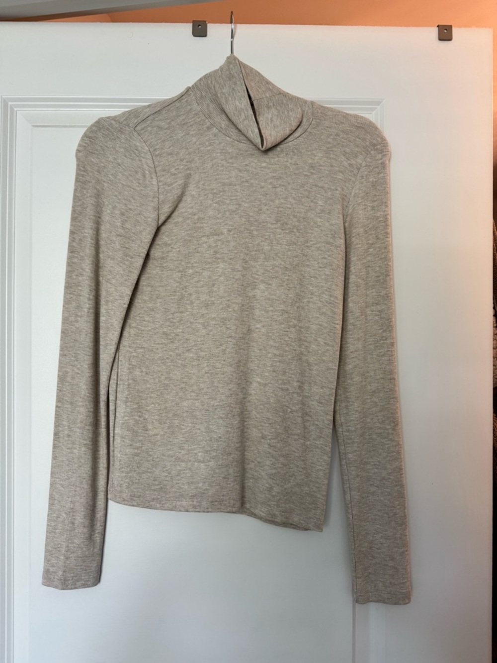 Aritzia Wilfred Beige Turtleneck Long Sleeve Top